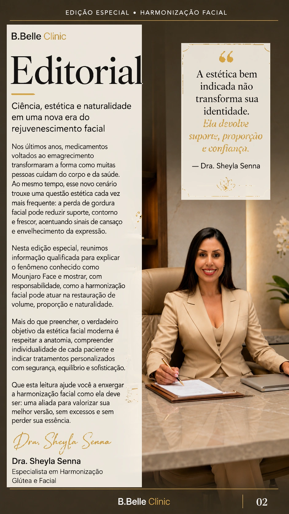 Editorial aprovado da Dra. Sheyla Senna sobre Mounjaro Face e harmonização facial